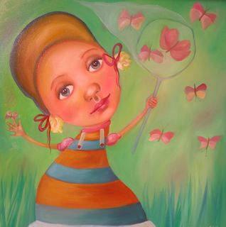 Lily-Bee likes to Play with Flutterbys -SOLD (commission)