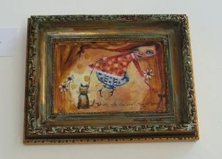 "Peaches in blue and white bowl with pussy" - Sold
