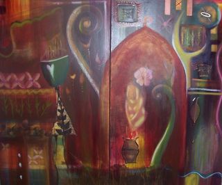 Te Ahi Ka I (LARGE diptych) - $1600.00- (Sold)